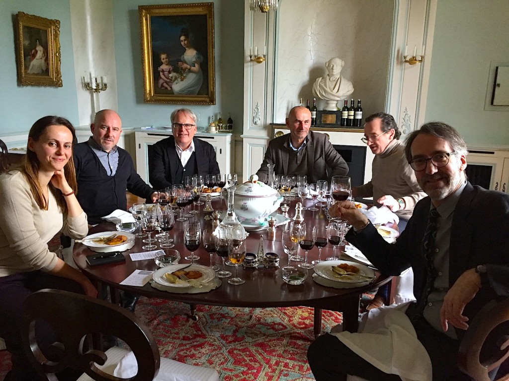 Nick Stock (second from left), James Suckling (third from left) and I (far right) with members of the Château Lafite Rothschild team.