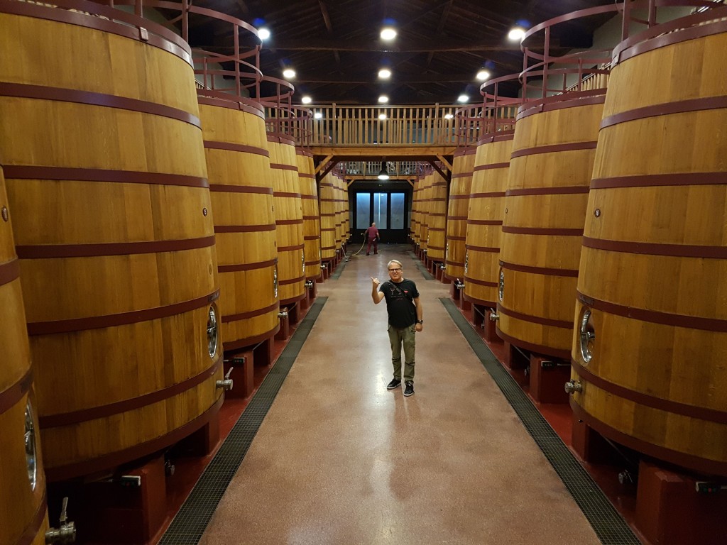 James standing this summer in cellars of Bodegas Roda in Rioja