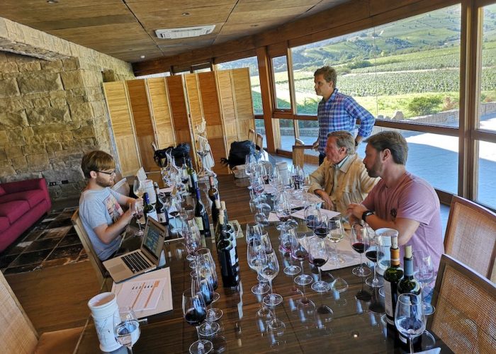 Jack Suckling, contributing editor, tasting at Montes winery in Apalta, Colchagua.