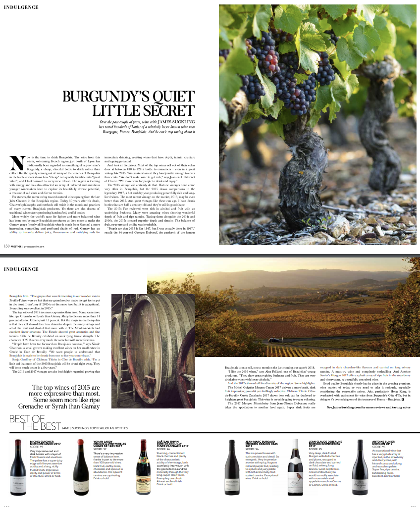 Prestige Beaujolais article