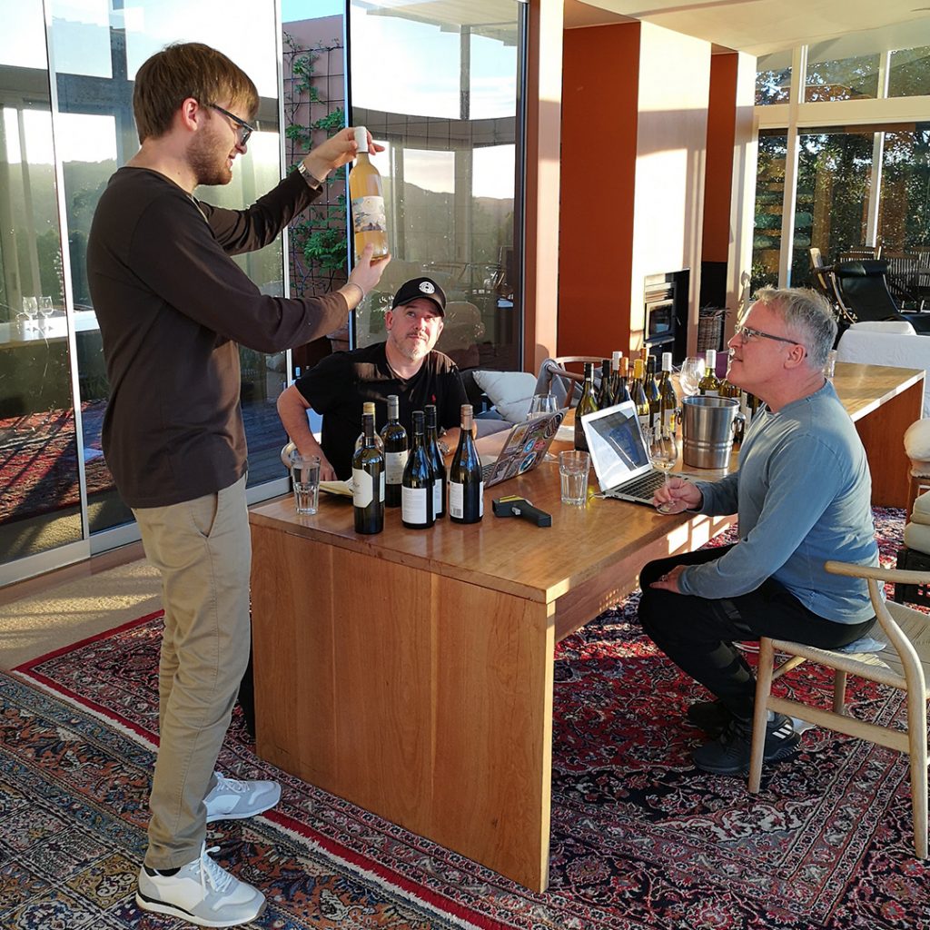 Nick Stock, my son Jack Suckling midst of an intense tasting in Margaret River.