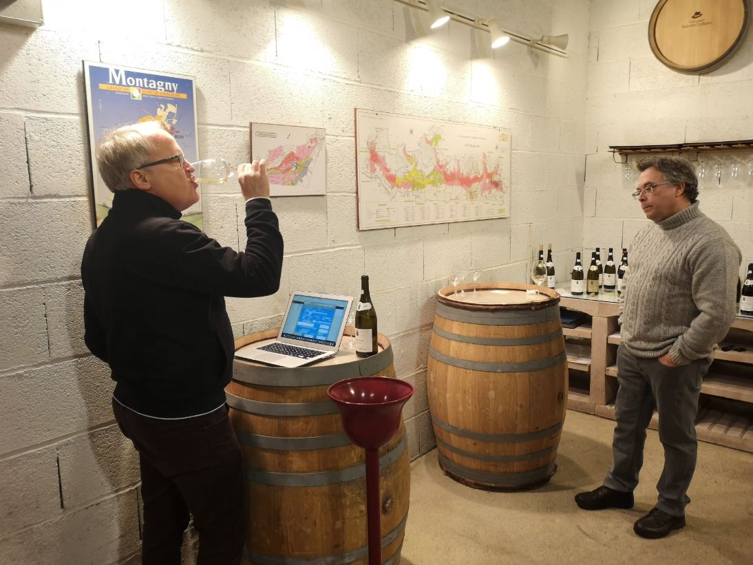 James tasting at the Olivier Leflaive cellars 2019 with Franck Grux