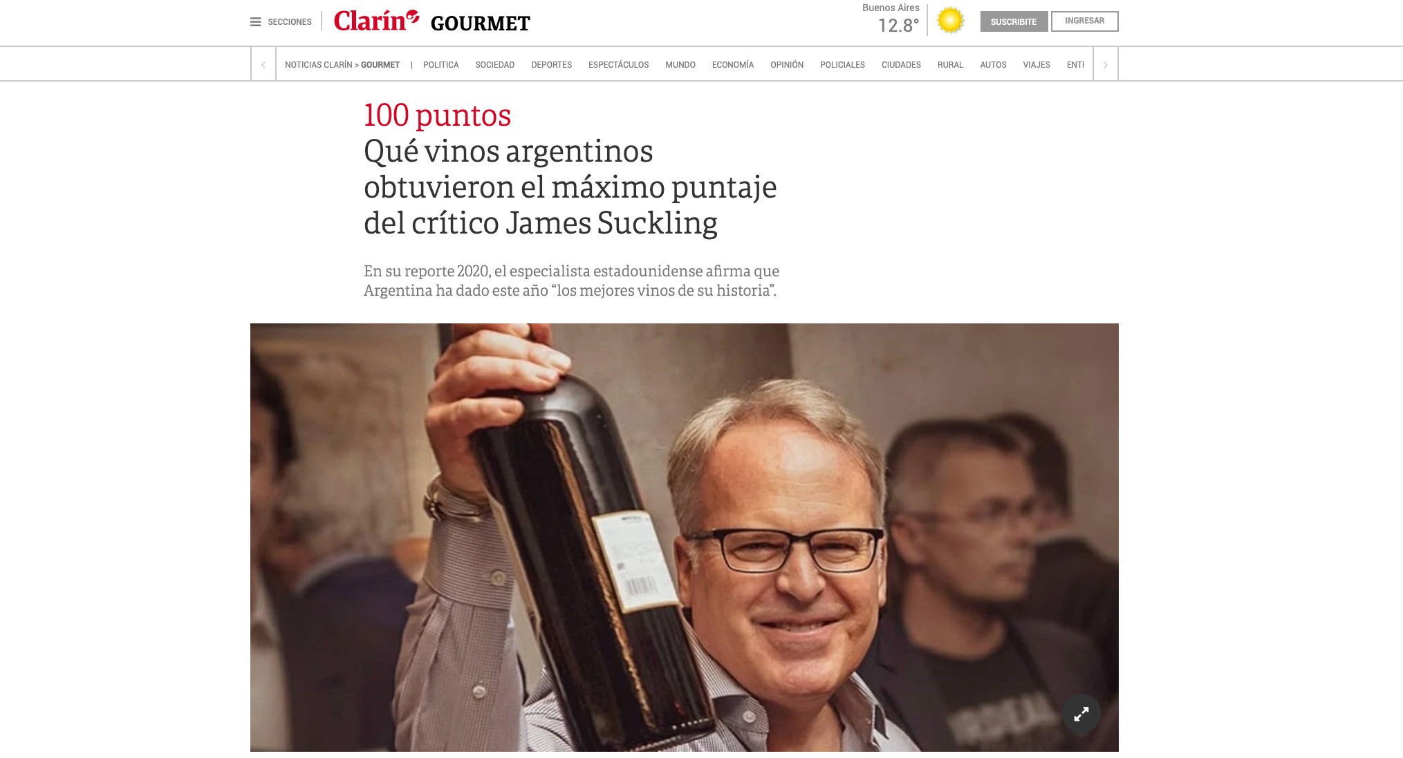 Argentina’s top newspapers cover James Suckling’s 2020 Argentina report