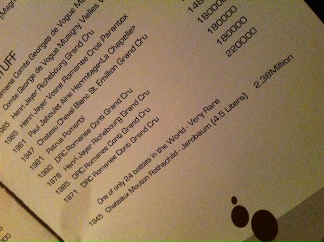 Hong Kong Wine List